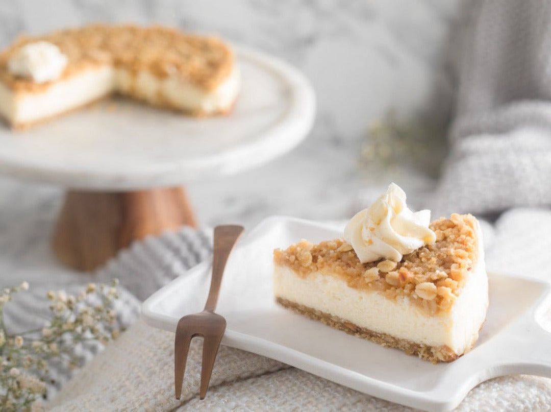 Apple crumble cheesecake slice