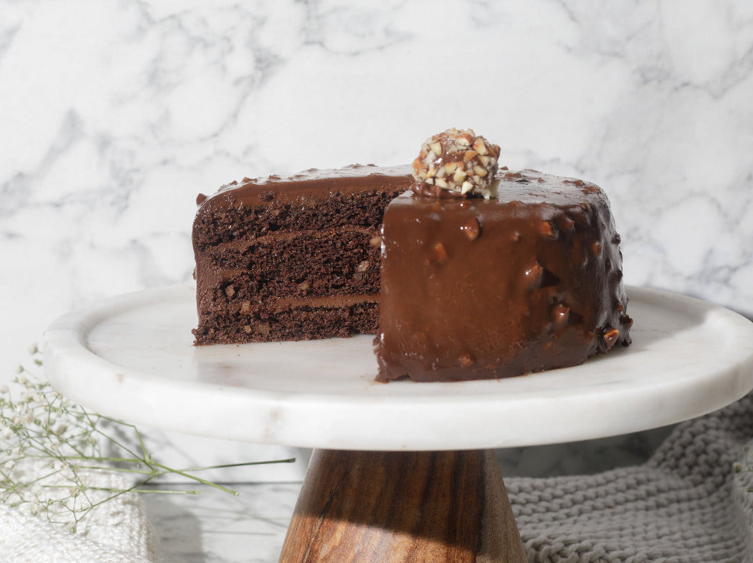 Chocolate Almond Truffle Cake sliced