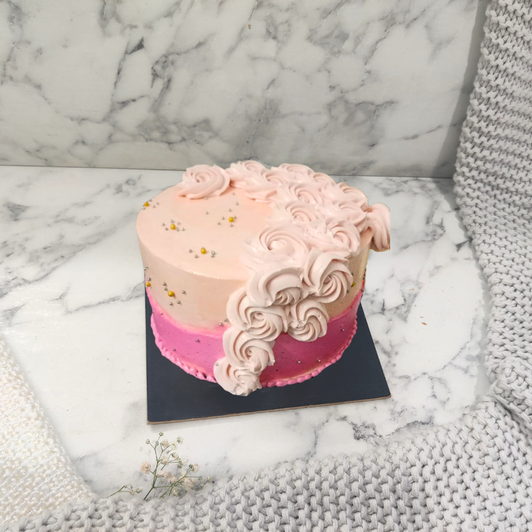 Pink Butter Cream Flowers Cake