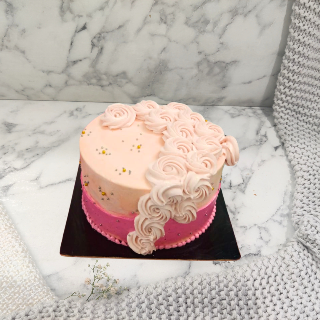 Pink Butter Cream Flowers Cake