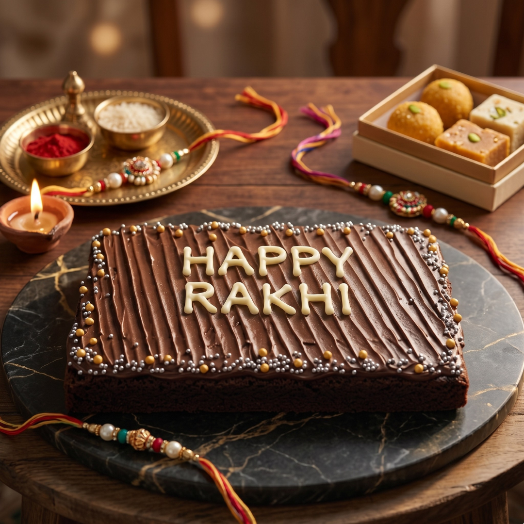 Happy Rakhi Chocolate Brownie Loaf Gift Box
