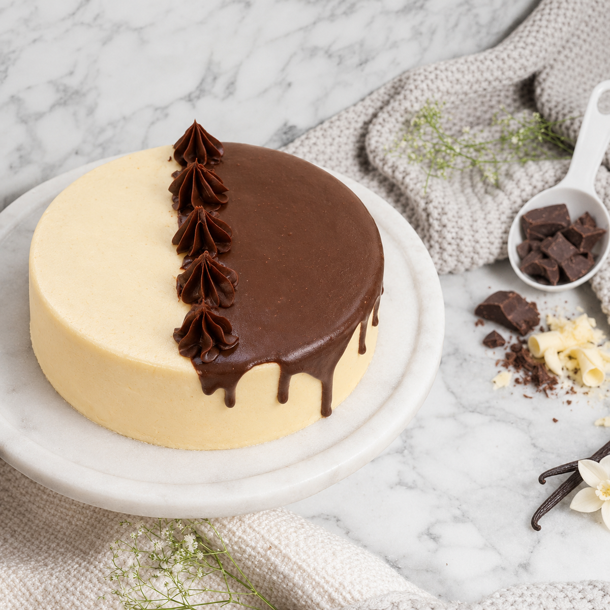 Chocolate Vanilla Affair Cake