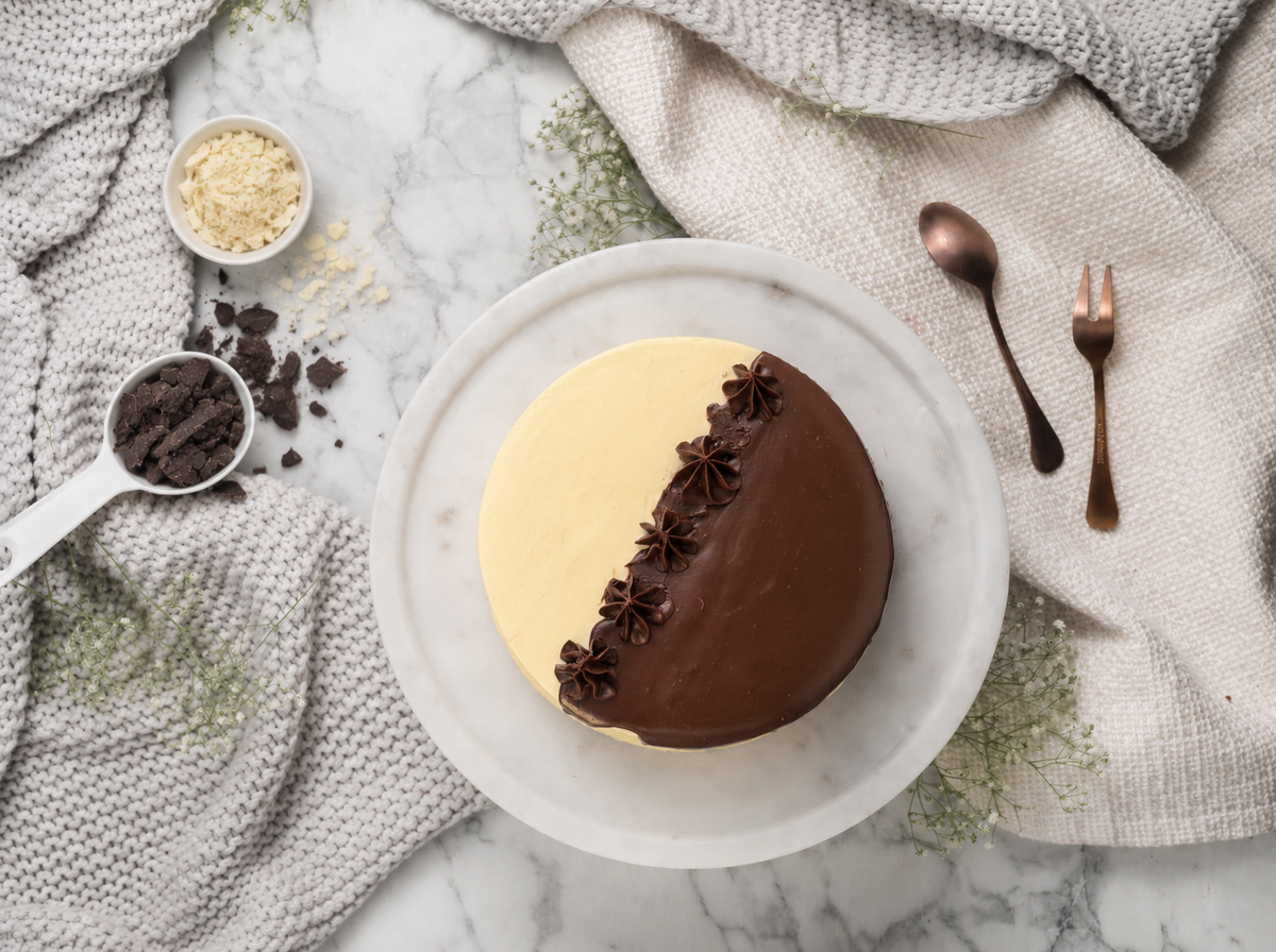Chocolate Vanilla Affair Cake